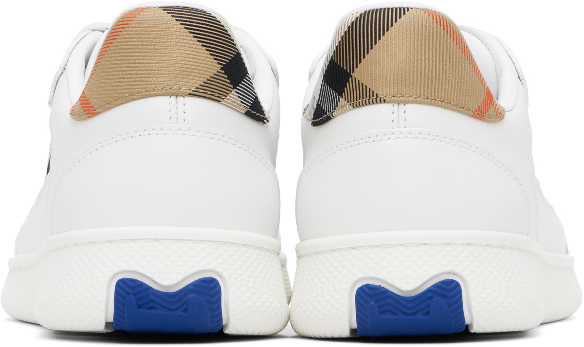 Burberry White Leather & Check Terrace Sneakers​