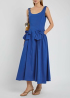 Sister Jane Diary Bow-embellished Woven Midi Dress Blue