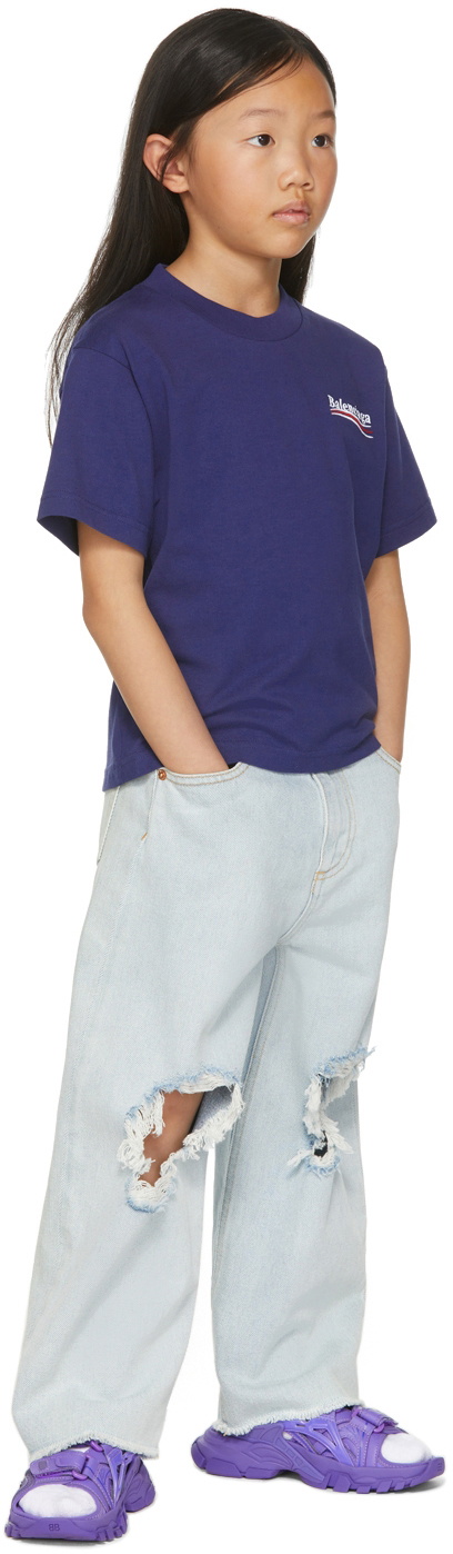 Balenciaga Kids Kids Blue Political Campaign T-Shirt Balenciaga Kids