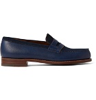 J.M. Weston - 180 The Moccasin Full-Grain Leather and Suede Penny Loafers - Men - Storm blue
