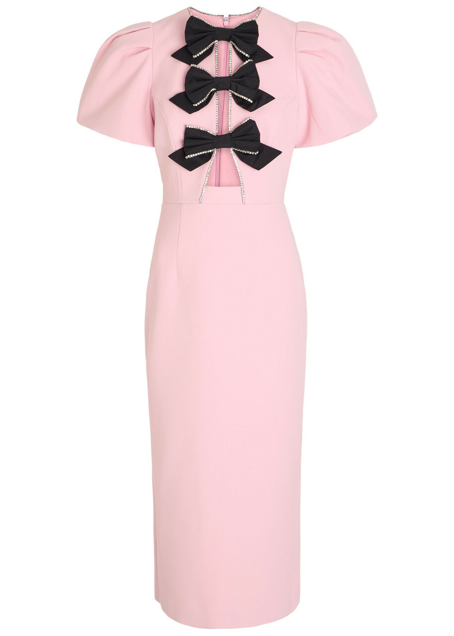 Rebecca Vallance Nemy Bow-embellished Crepe Midi Dress Light Pink