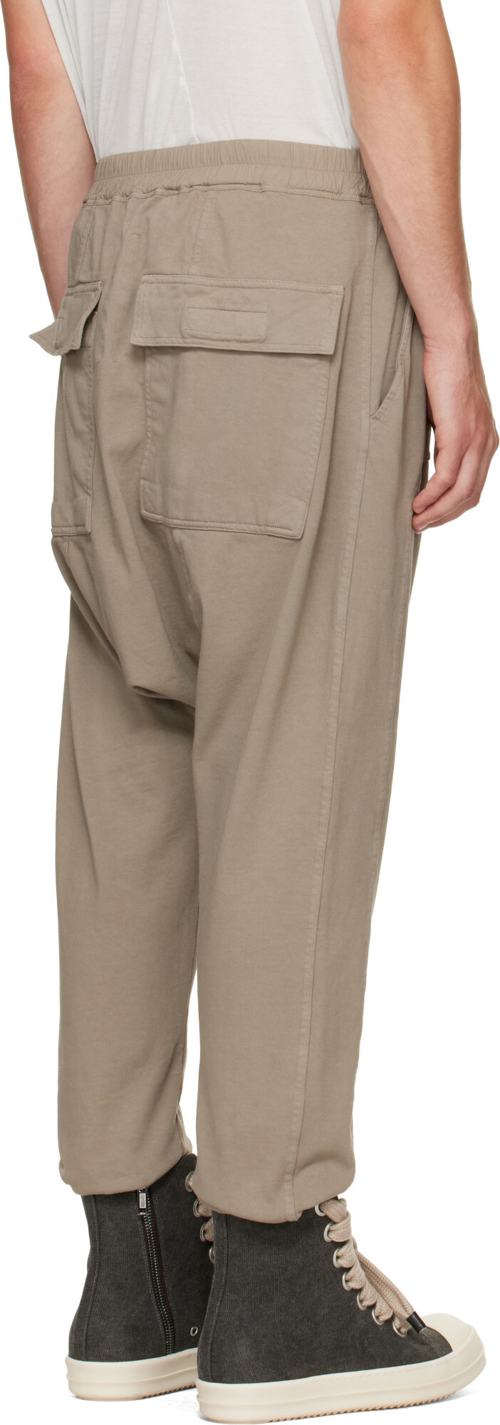 Rick Owens DRKSHDW Beige Tower Prisoner Drawstring Sweatpants