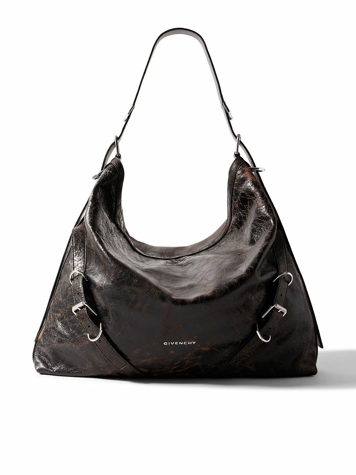 Photo: Givenchy - Voyou XL Crackled-Leather Messenger Bag