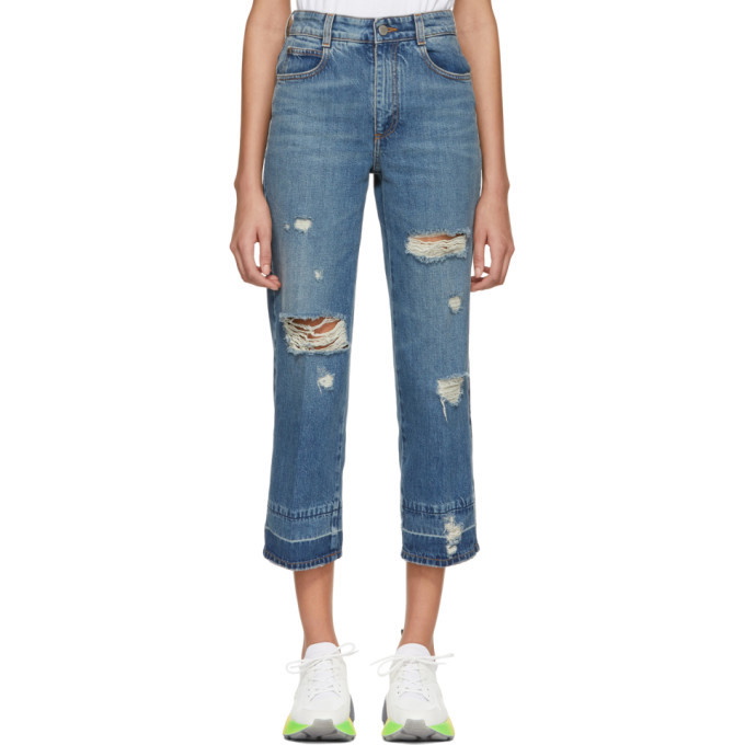 Photo: Stella McCartney Blue Cropped Destroyed Jeans