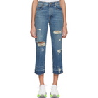 Stella McCartney Blue Cropped Destroyed Jeans