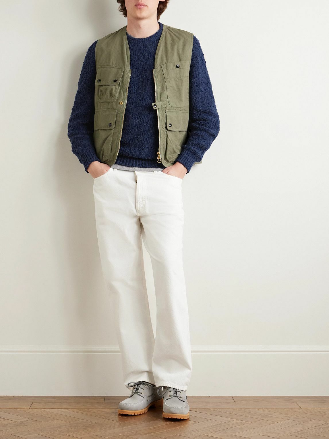 Noah - Cotton-Blend Bouclé Sweater - Blue