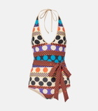 Valentino Escape belted polka-dot swimsuit