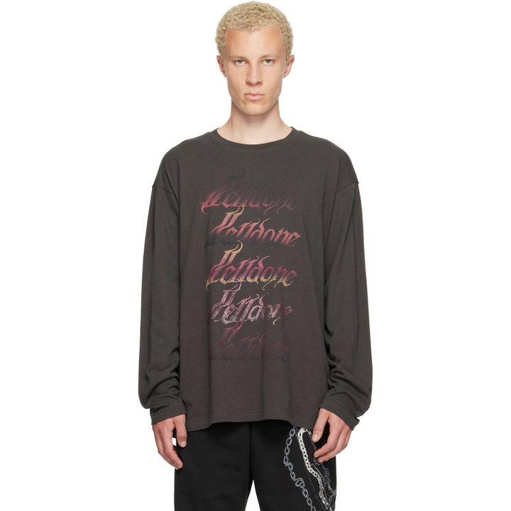 Photo: We11done Gray Gradient Logo Long-Sleeved T-shirt