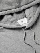 AMI PARIS - Logo-Embroidered Cotton-Jersey Hoodie - Gray