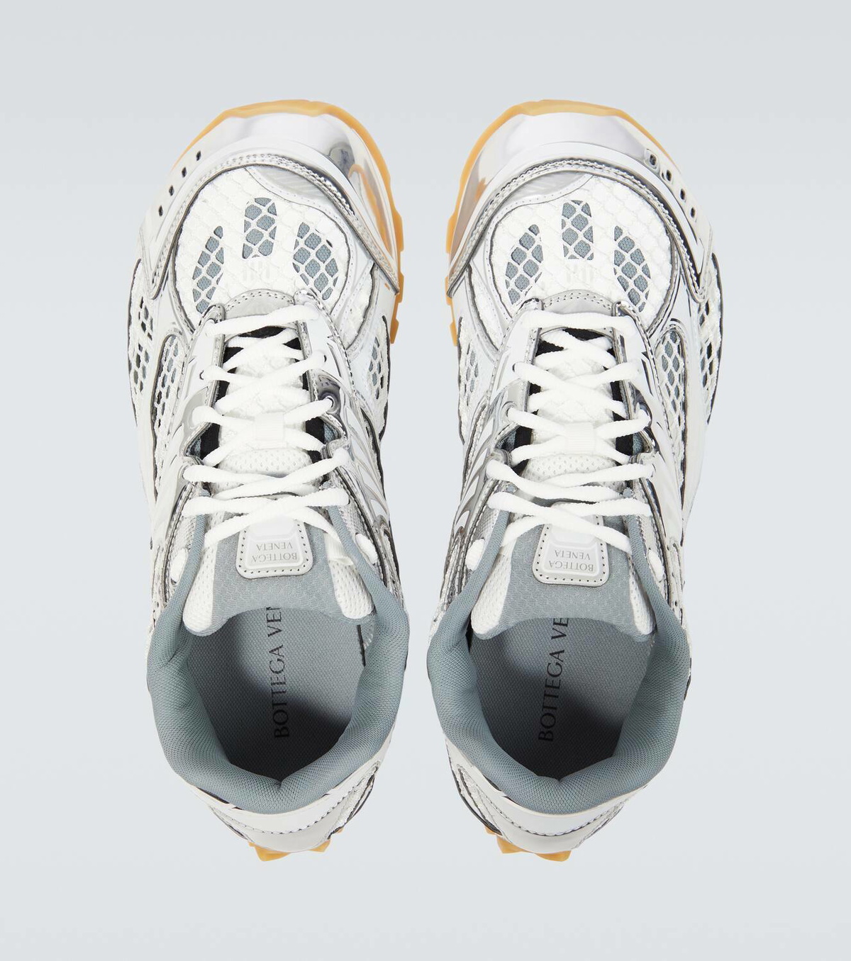 【関税&送料込】Bottega Veneta Bottega Veneta White Orbit Sn Bottega Veneta Silver & White Orbit Sneakers Bottega Veneta