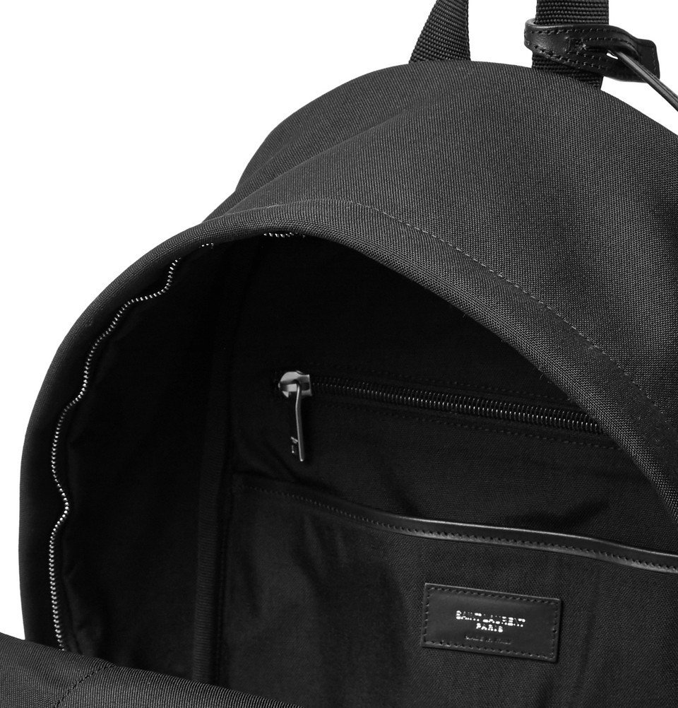 SAINT LAURENT Leather-Trimmed Canvas Backpack for Men