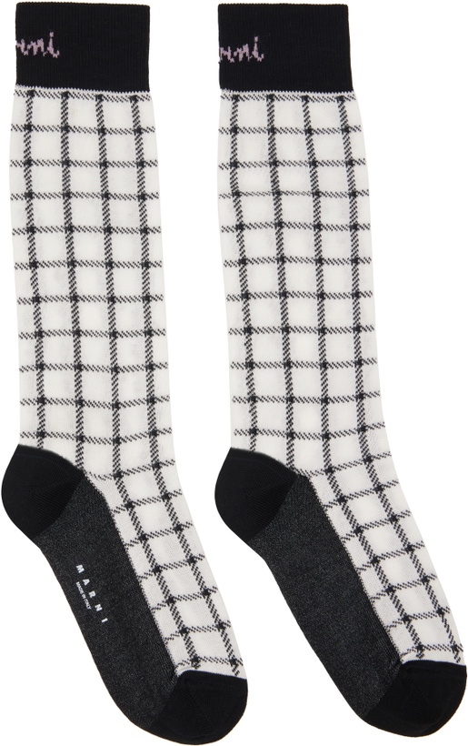 Photo: Marni Black & White Jacquard Check Socks