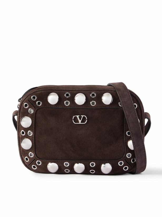 Photo: Valentino Garavani - Nellcôte Embellished Suede Messenger Bag