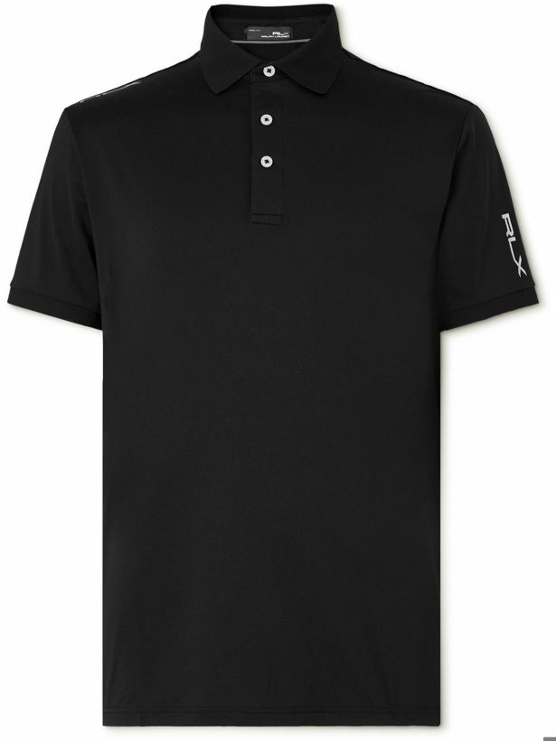 Photo: RLX Ralph Lauren - Logo-Print Stretch Recycled-Shell Golf Polo Shirt - Black