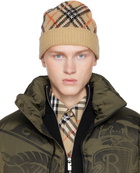 Burberry Beige Check Cashmere Beanie