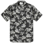Saint Laurent Men's Floral Short Sleeve Shirt in Black
