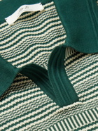 Mr P. - Striped Cotton Polo Shirt - Green