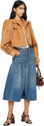 Chloé Blue Gathered Cropped Jeans