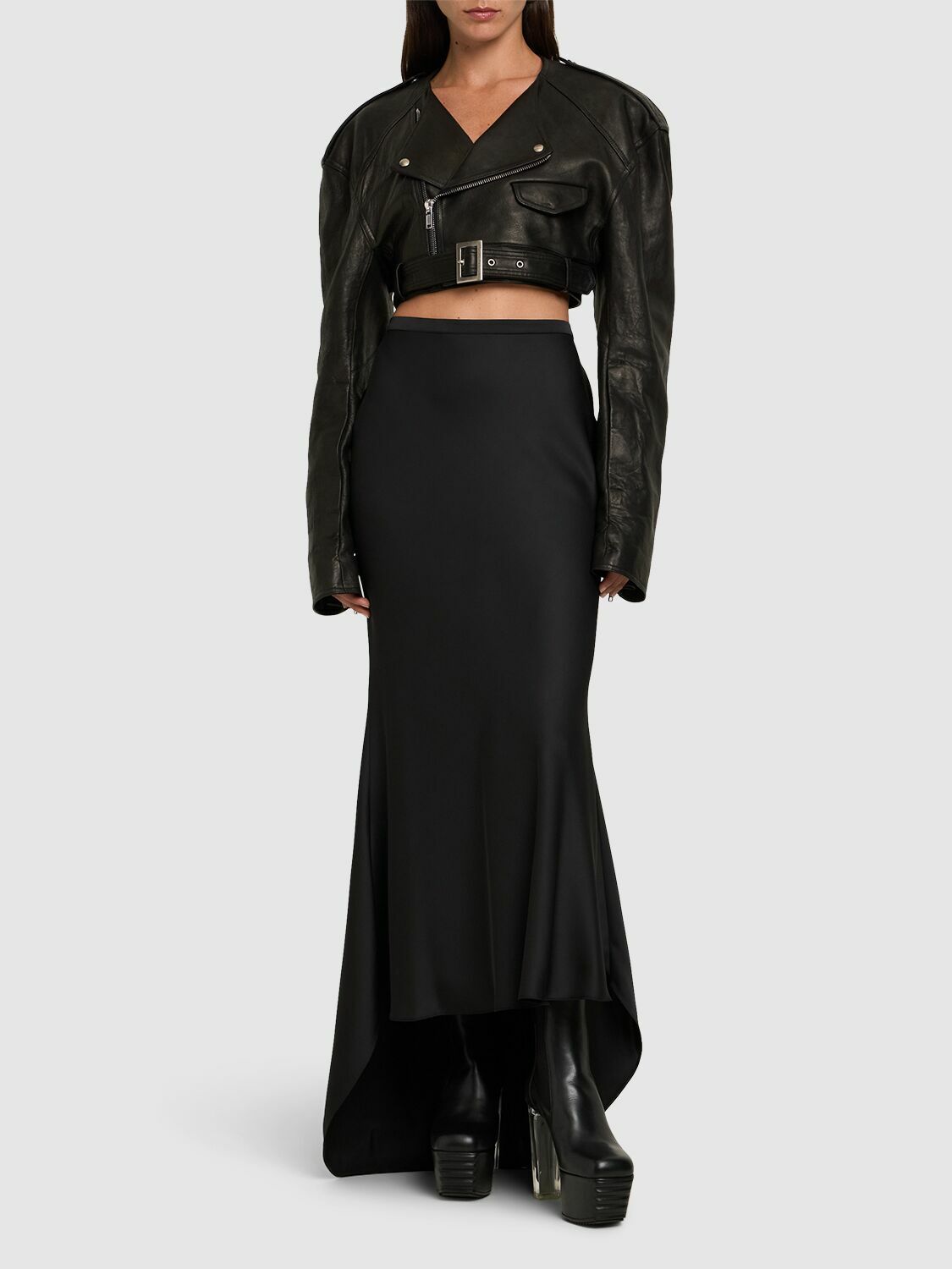 RICK OWENS Micro Biker Leather Jacket Rick Owens