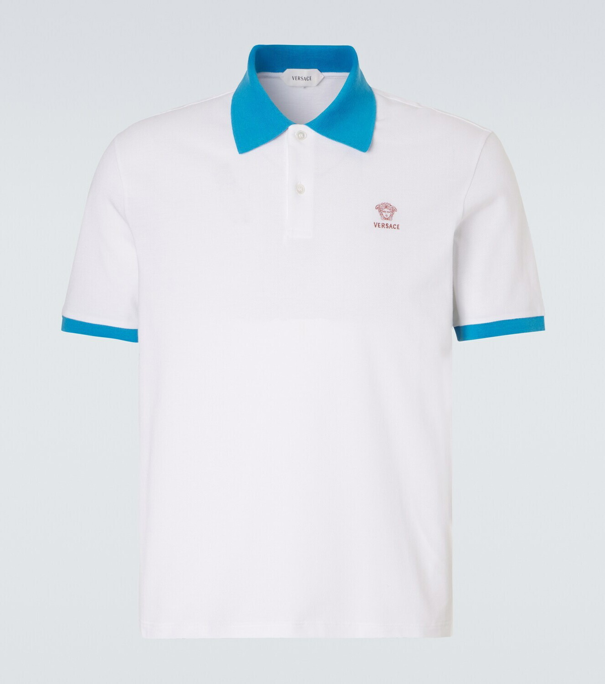 Versace Printed cotton piqué polo shirt