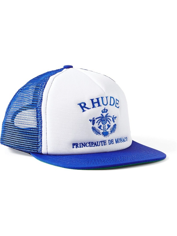 Photo: Rhude - Principaute Logo-Embroidered Cotton-Twill and Mesh Trucker Hat