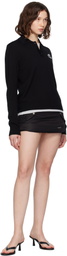 We11done Black Wool Patched Logo Polo