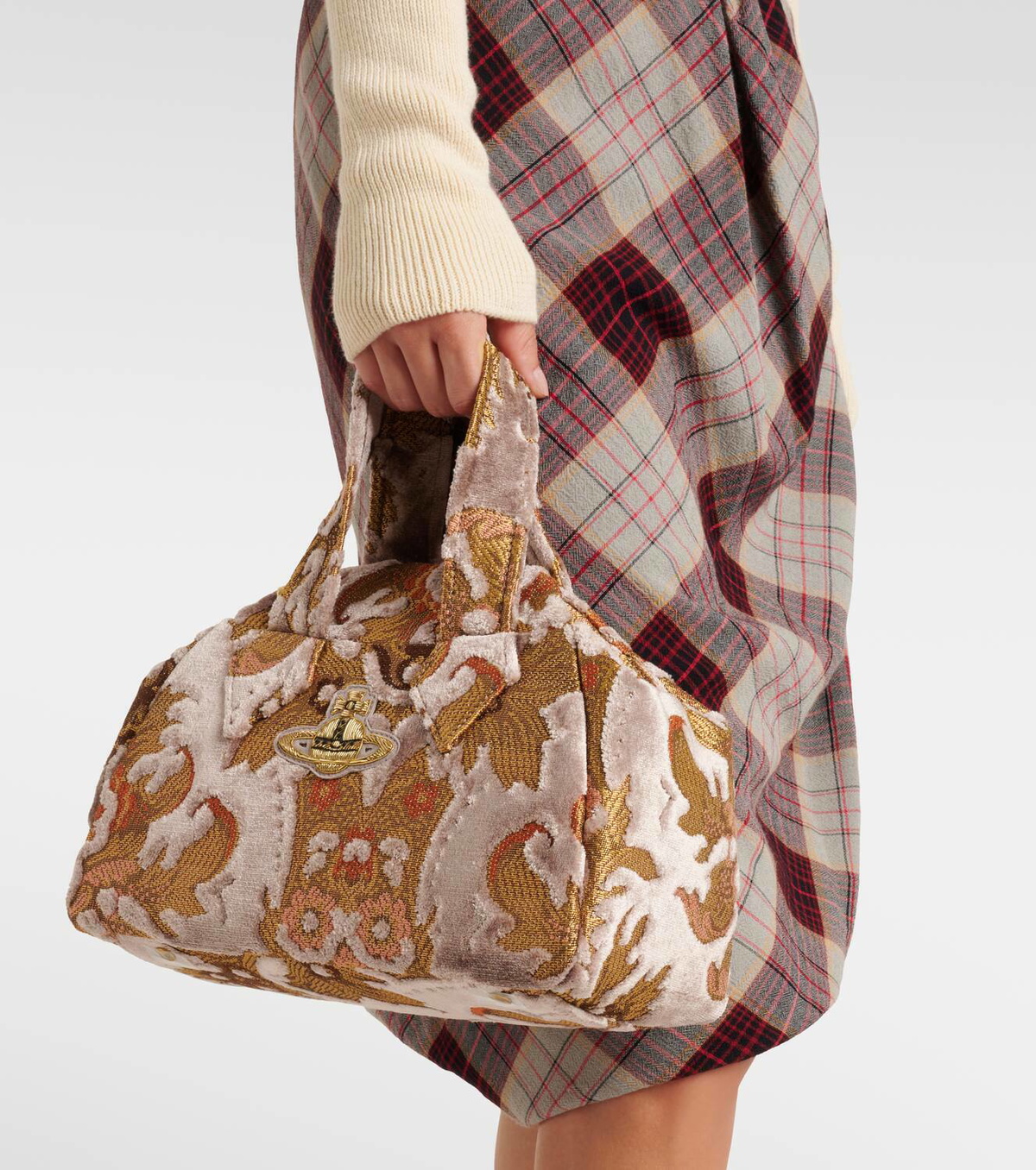 Vivienne Westwood Yasmine Medium velvet jacquard tote bag