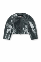 Diesel Patent-leather jacket with cocoon sleeves - Leather jackets Womens in Grey
