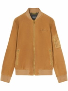 Versace Brown Logo-Debossed Suede Jacket