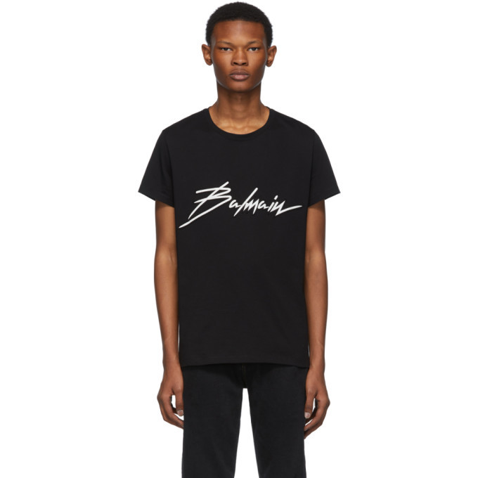 Photo: Balmain Black Embroidered Logo T-Shirt