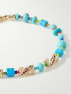 Luis Morais - Drill Bit 14-Karat Gold Multi-Stone Beaded Bracelet