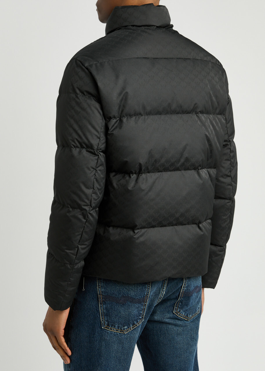 Emporio Armani Logo-monogram Quilted Shell Jacket Black