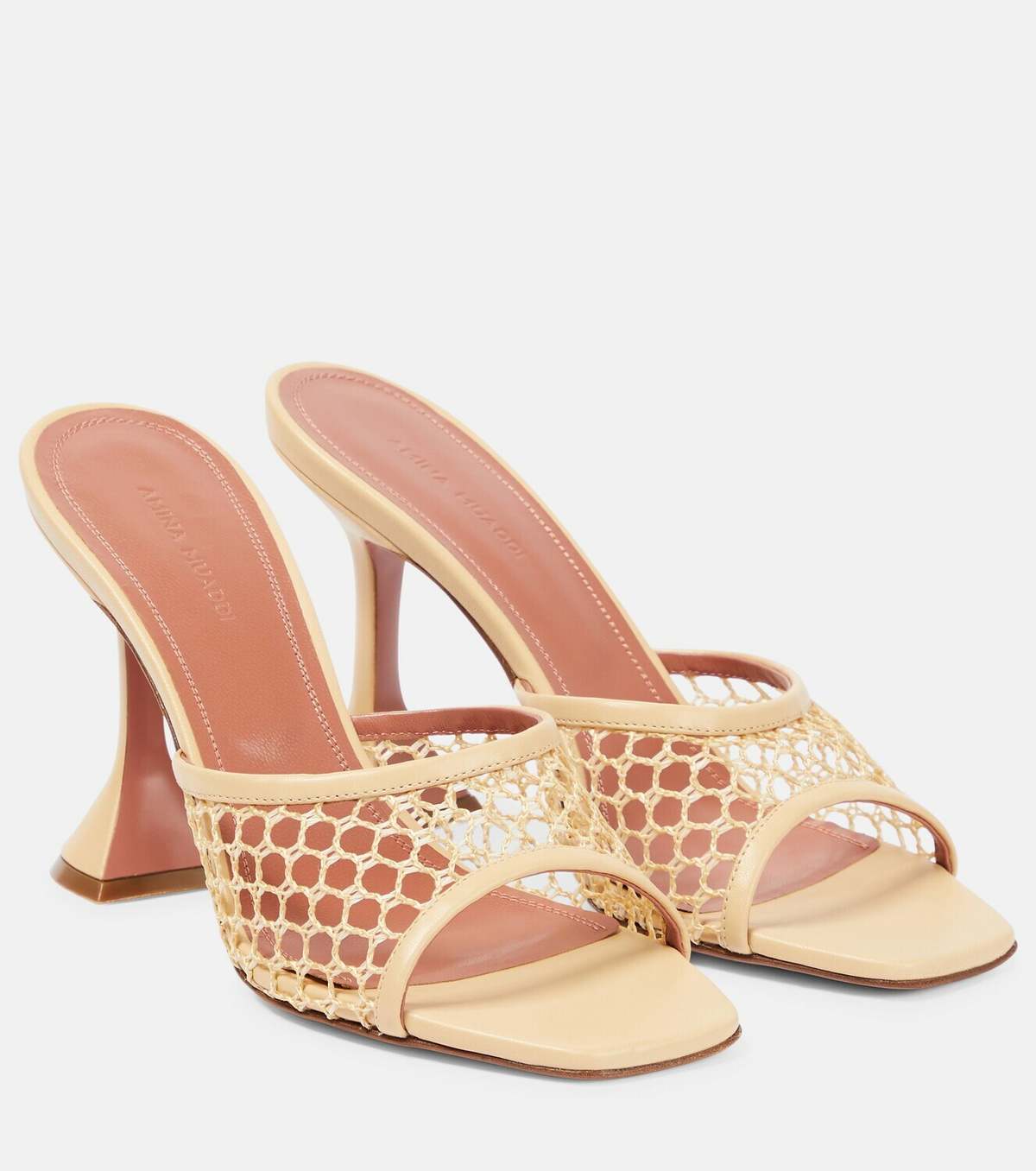 VIP【関税送料無料】希少 Amina Muaddi Taylor Woven Sandals AMINA MUADDI Taylor leather-trimmed raffia mules | NET-A-PORTER