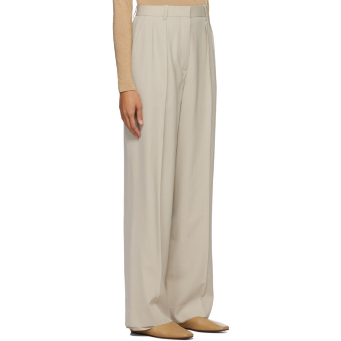 The Row Beige Wool Phoebe Trousers The Row