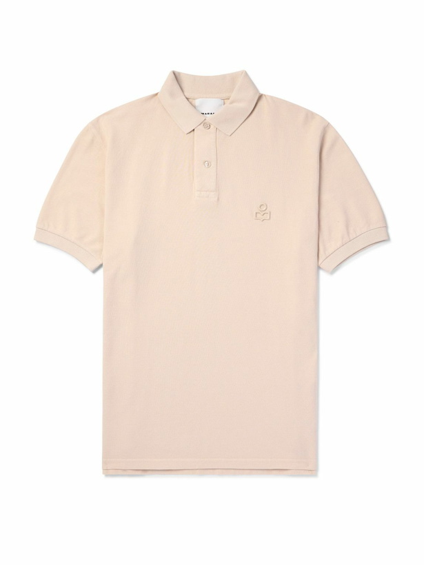 Photo: Marant - Afko Logo-Embroidered Cotton-Piqué Polo Shirt - Neutrals