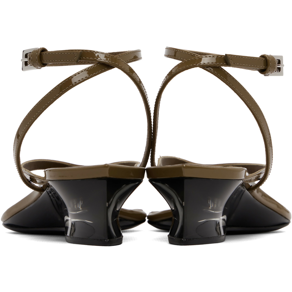 ALAÏA Khaki Invisible Thong Heeled Sandals