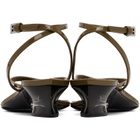ALAÏA Khaki Invisible Thong Heeled Sandals