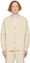 AURALEE Off-White Rib Knit Twist Big Cardigan