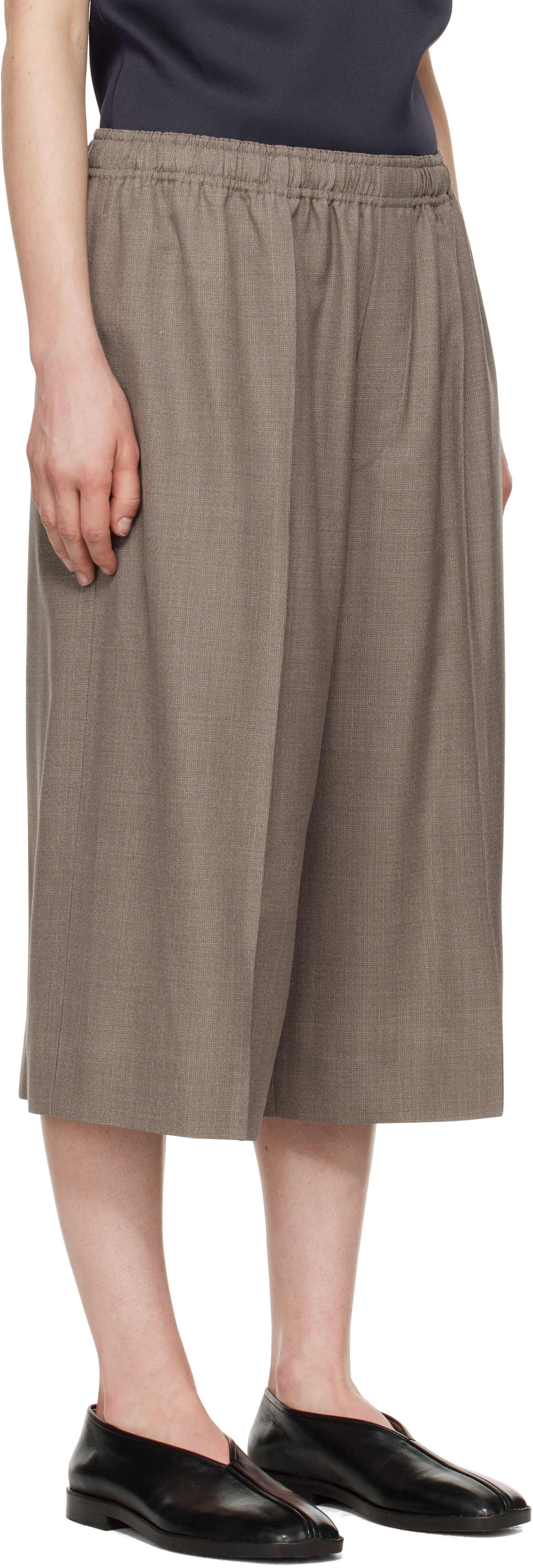 Carven Taupe Elastic Waist Shorts