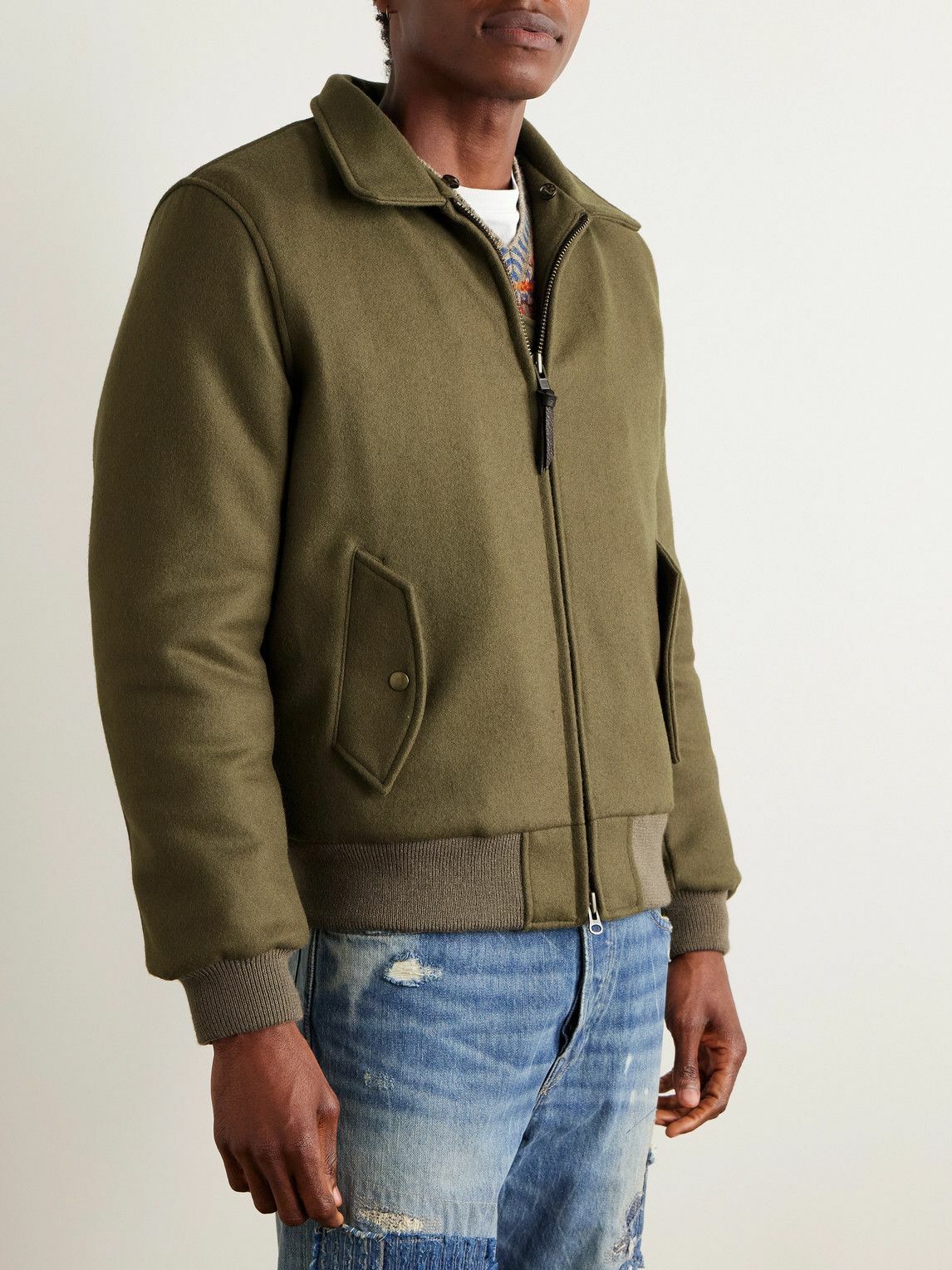 Golden Bear - Shearling-Trimmed Padded Wool-Felt Bomber Jacket