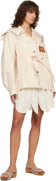 Simone Rocha Off-White Sailor Collar Workwear Bow Denim Jacket
