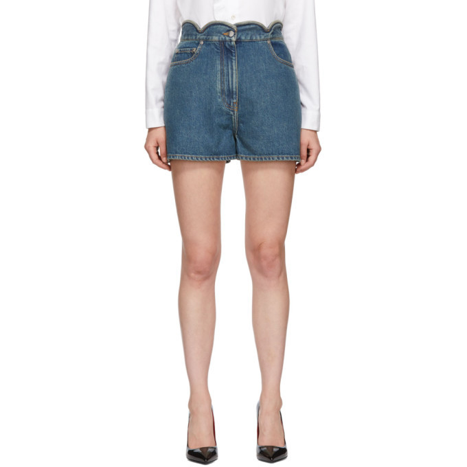 Photo: Valentino Blue Denim Scallops Shorts