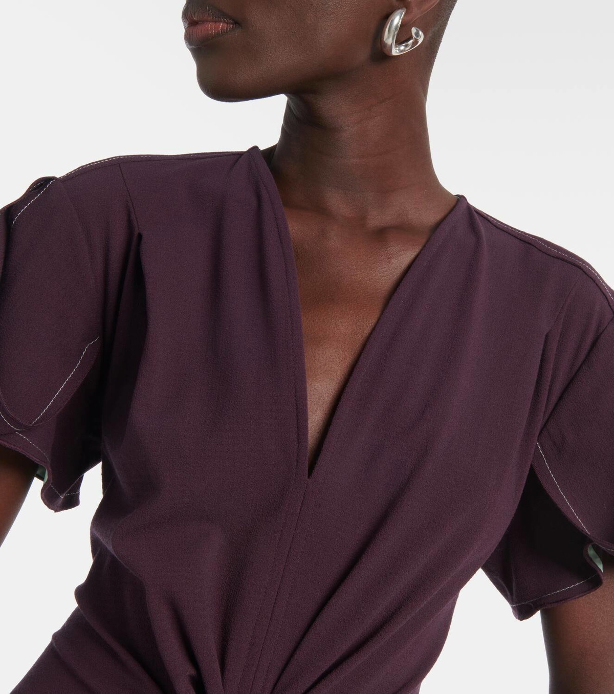 Victoria Beckham Gathered wool-blend midi dress