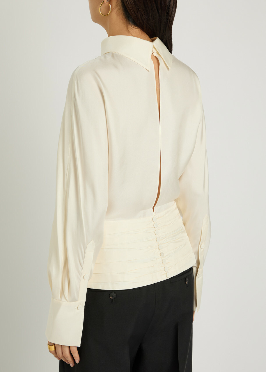 Rohe Tuxedo Reversed-collar Silk top Cream
