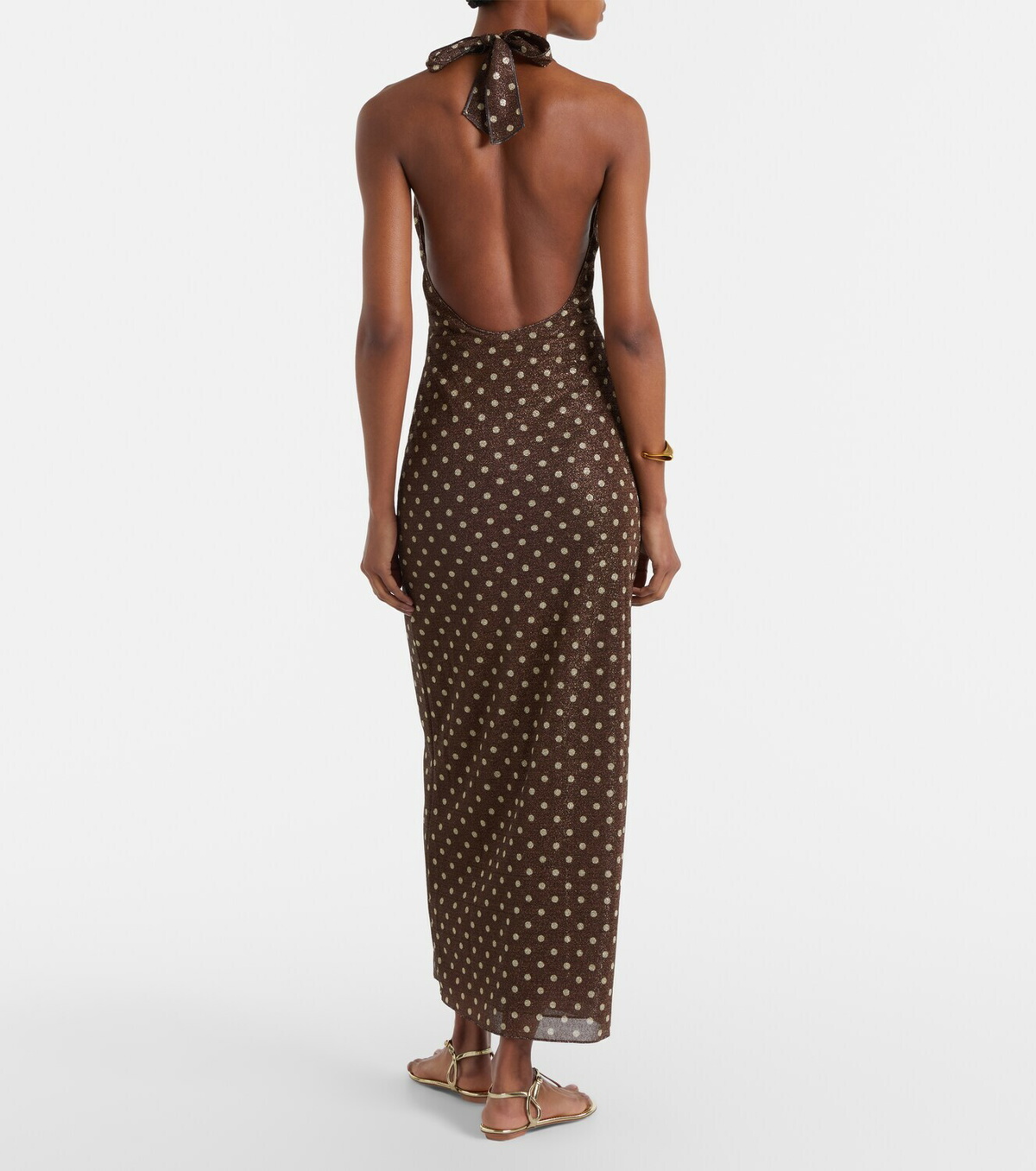 Oséree Lumière polka-dot halterneck maxi dress
