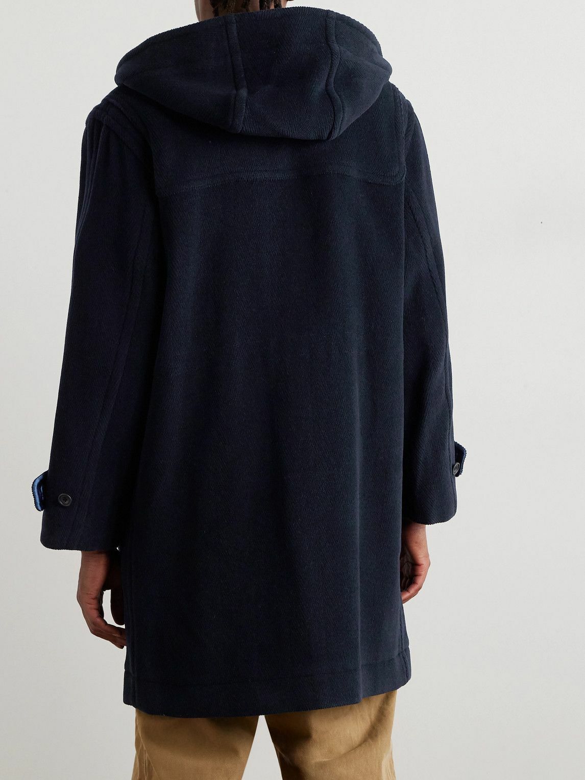 Beams Plus - Herringbone Wool-Blend Hooded Duffle Coat - Blue