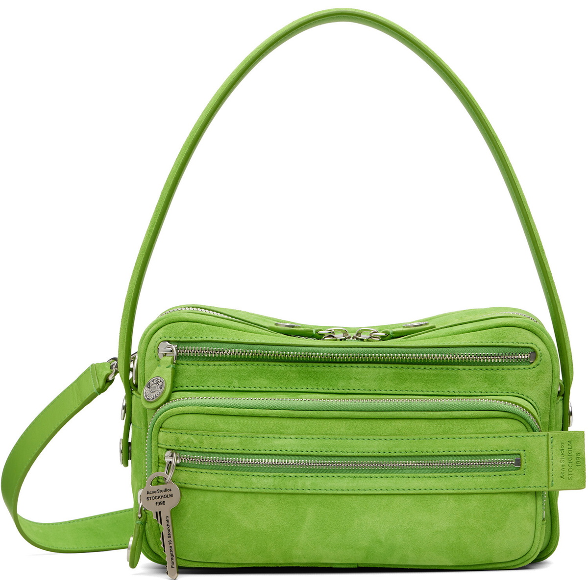 Acne Studios Green Camero Party Suede Bag