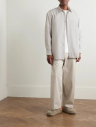 Amomento - Straight-Leg Pleated Cotton-Blend Poplin Trousers - Neutrals