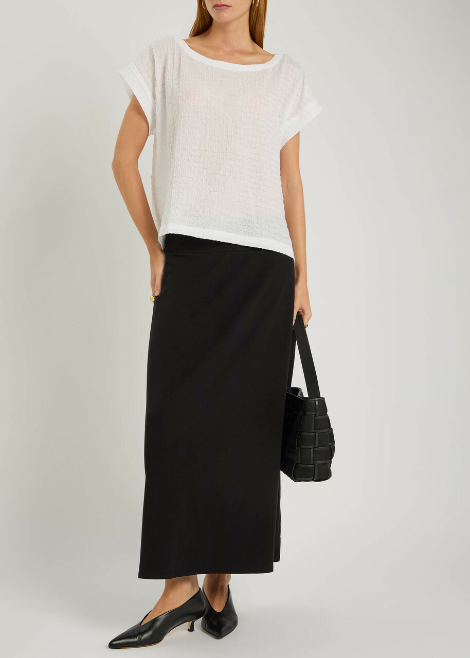 Eileen Fisher Textured Cotton- Voile T-shirt White