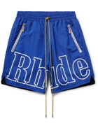 Rhude - Straight-Leg Logo-Print Shell Drawstring Shorts - Blue